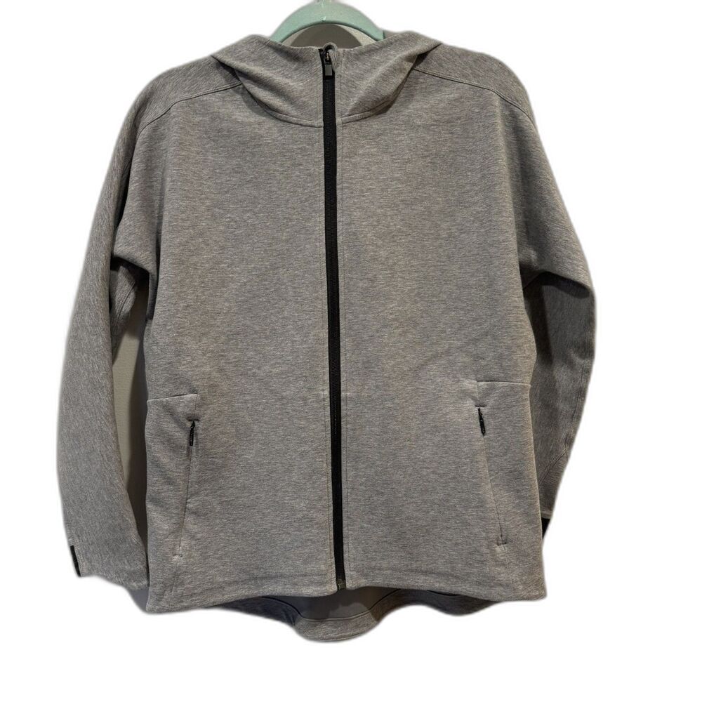 Athleta Full Zip Hoodie Jacket Gray Athleisure Travel Workout Gym Women sz Small